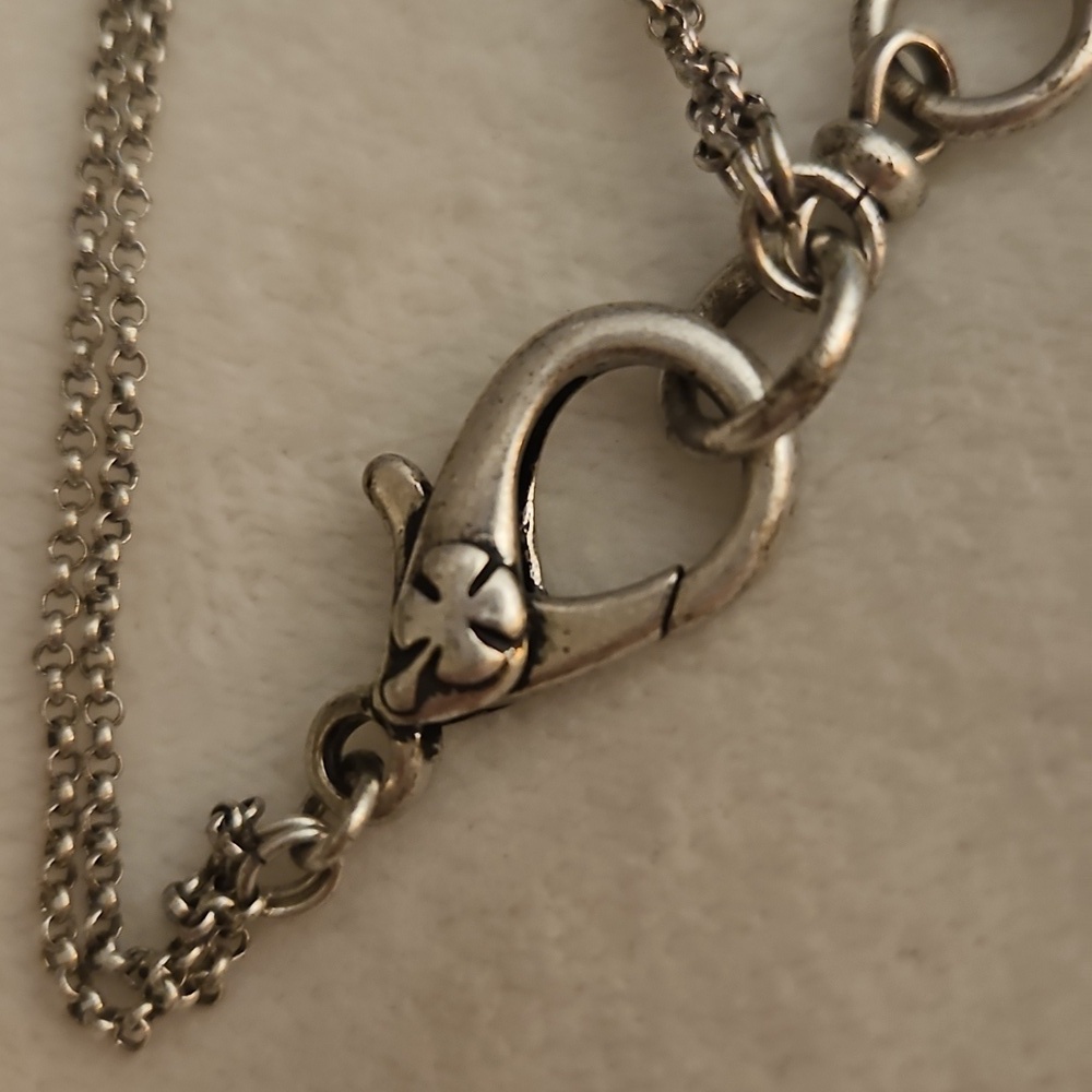 Vtg LUCKY BRAND Peace Sign Dove Charm Pendant Festival Chain Necklace - Picture 5 of 8